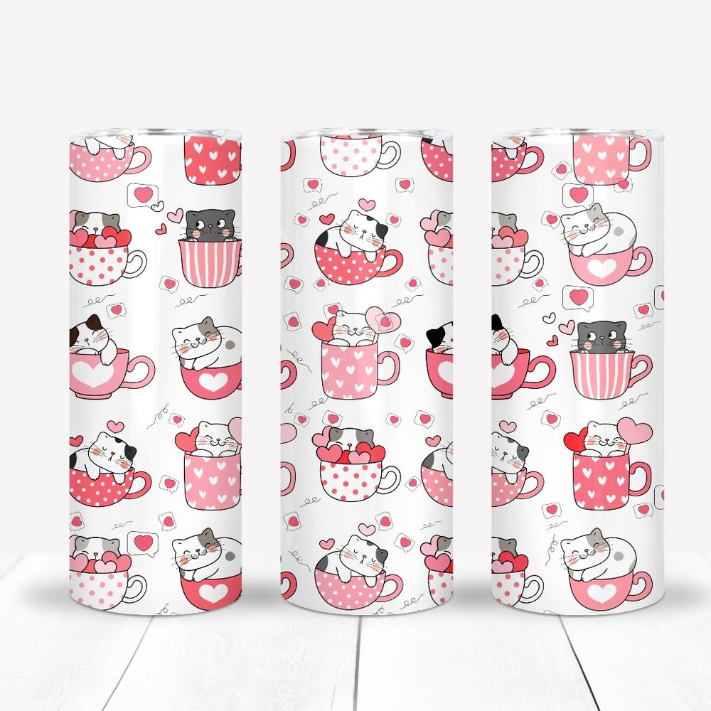 Cats on Mug 20oz Tumbler, Girls Gifts, Birthday, Valentine Travel Mug